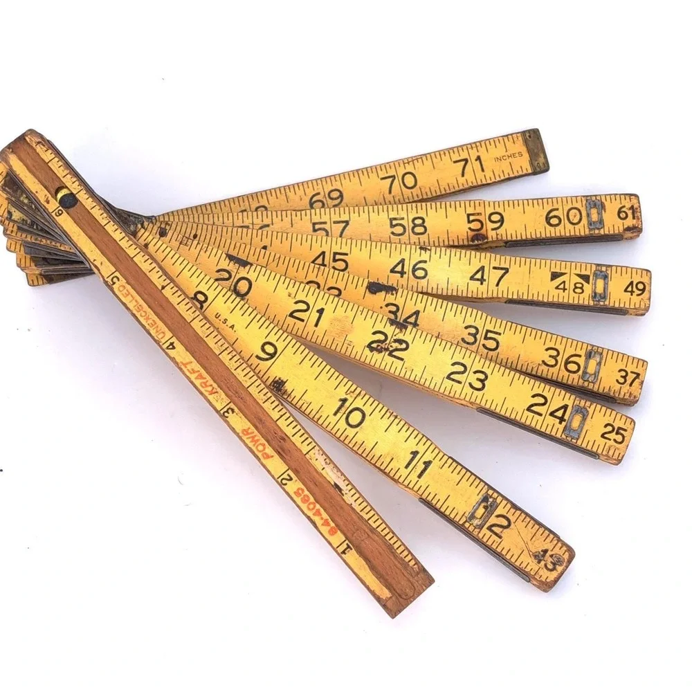 Montgomery Ward Powr Kraft 72 Inch Wood Folding Ruler Zigzag Vintage USA 84-4065